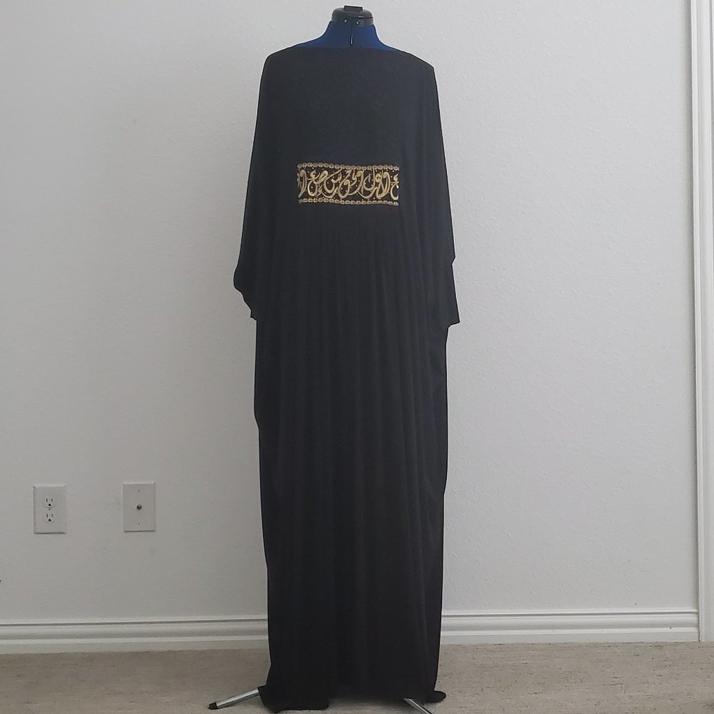 Black Kaftan Abaya with gold embroidery and beaded women's Muslim wear modest du